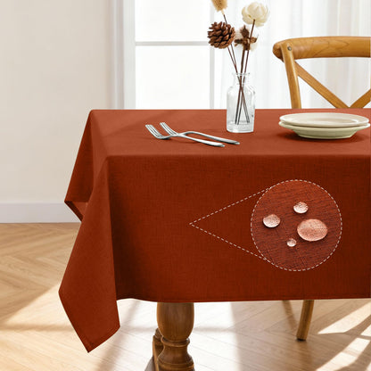 Pureegg Rectangle Linen Tablecloth Waterproof & Stain Resistant, Wrinkle-Free Table Cloth Adds Elegance and Protection, Ideal for Dining, Party, Wedding and Outdoor, 52 x 70 Inch, White