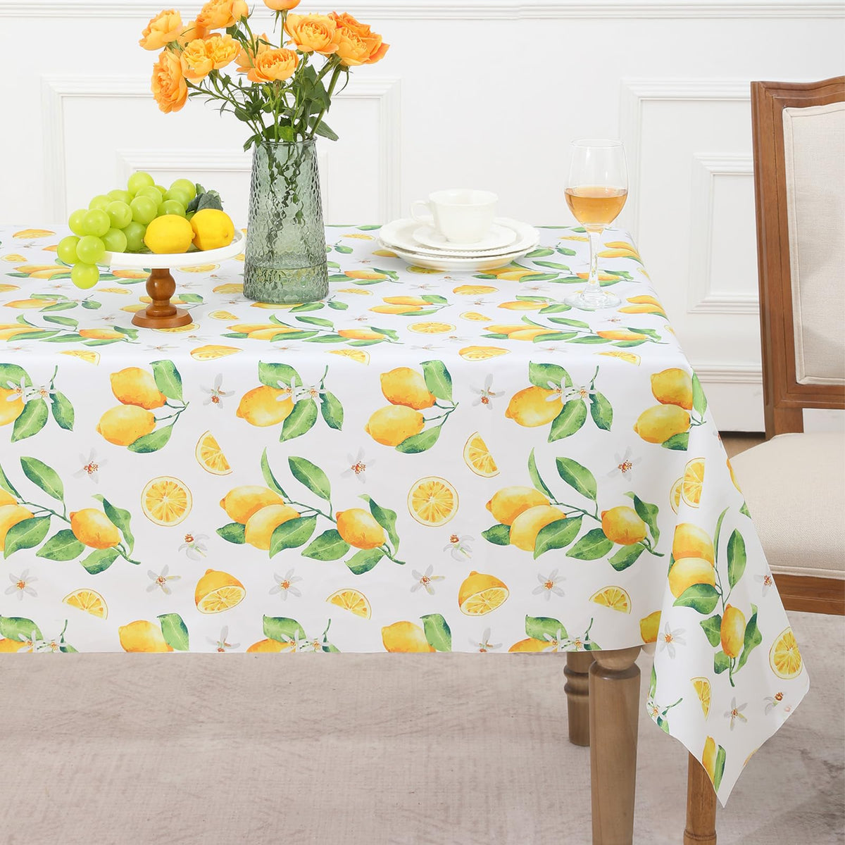 Romanstile Gingham Vinyl Tablecloth, Rectangle 54 x 78, Light Blue