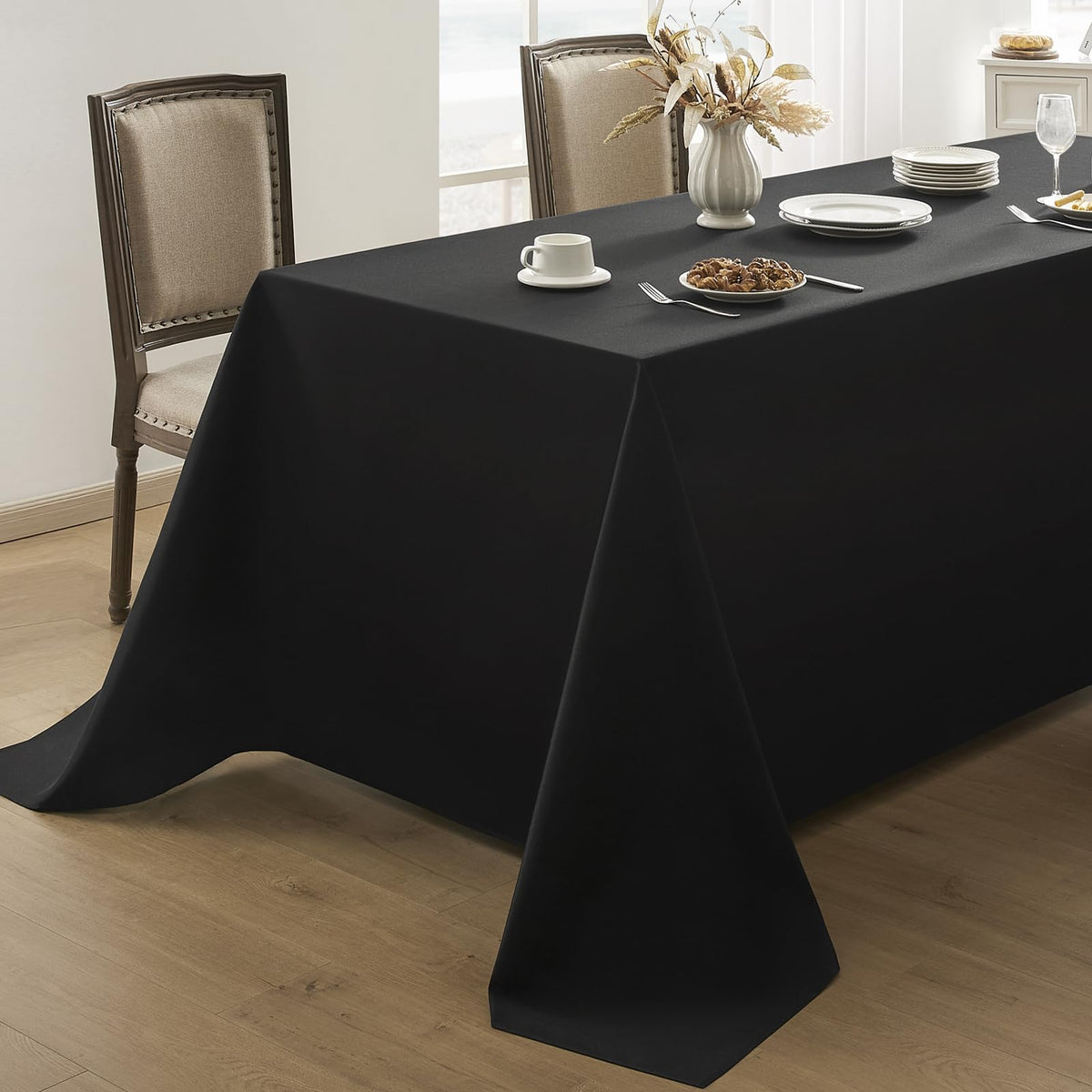 6 Pack Ivory Rectangle Tablecloths 60x120 Inch for 8ft Tables