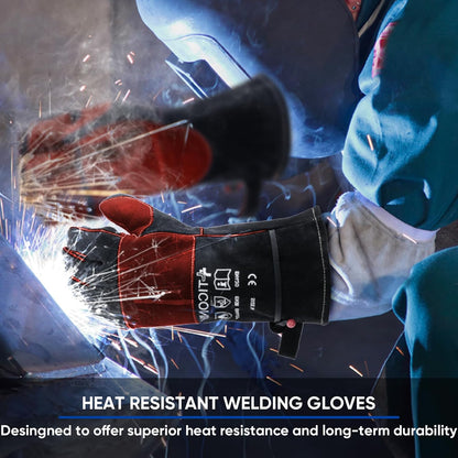 TICONN 16" Leather Welding Gloves for Men, 1000°F Heat Resistant, MIG/TIG