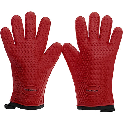 KITCHEN PERFECTION Silicone Smoker Oven Gloves-Extreme Heat Resistant BBQ Gloves-Handle Hot Food Right on Your Grill Fryer & Pit|Waterproof Grilling Cooking Baking Mitts|Superior Value Set +3 Bonuses
