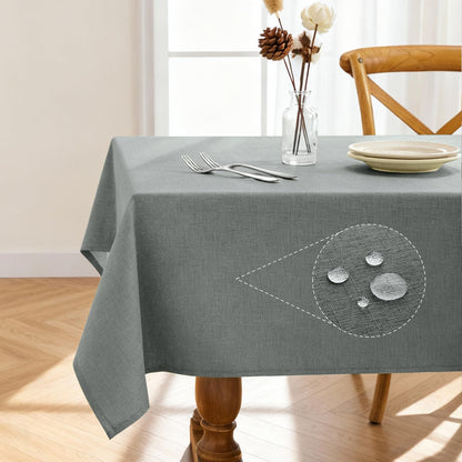 Pureegg Rectangle Linen Tablecloth Waterproof & Stain Resistant, Wrinkle-Free Table Cloth Adds Elegance and Protection, Ideal for Dining, Party, Wedding and Outdoor, 52 x 70 Inch, White