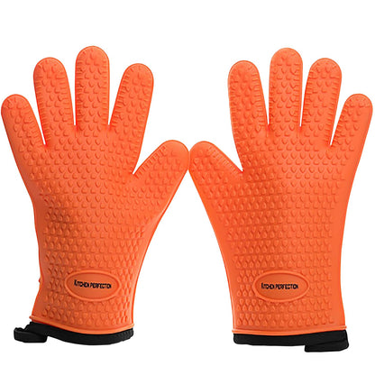 KITCHEN PERFECTION Silicone Smoker Oven Gloves-Extreme Heat Resistant BBQ Gloves-Handle Hot Food Right on Your Grill Fryer & Pit|Waterproof Grilling Cooking Baking Mitts|Superior Value Set +3 Bonuses