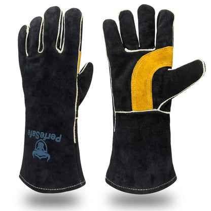 Welding Gloves for Women Heat Fire Resistant Leather 14" L Red