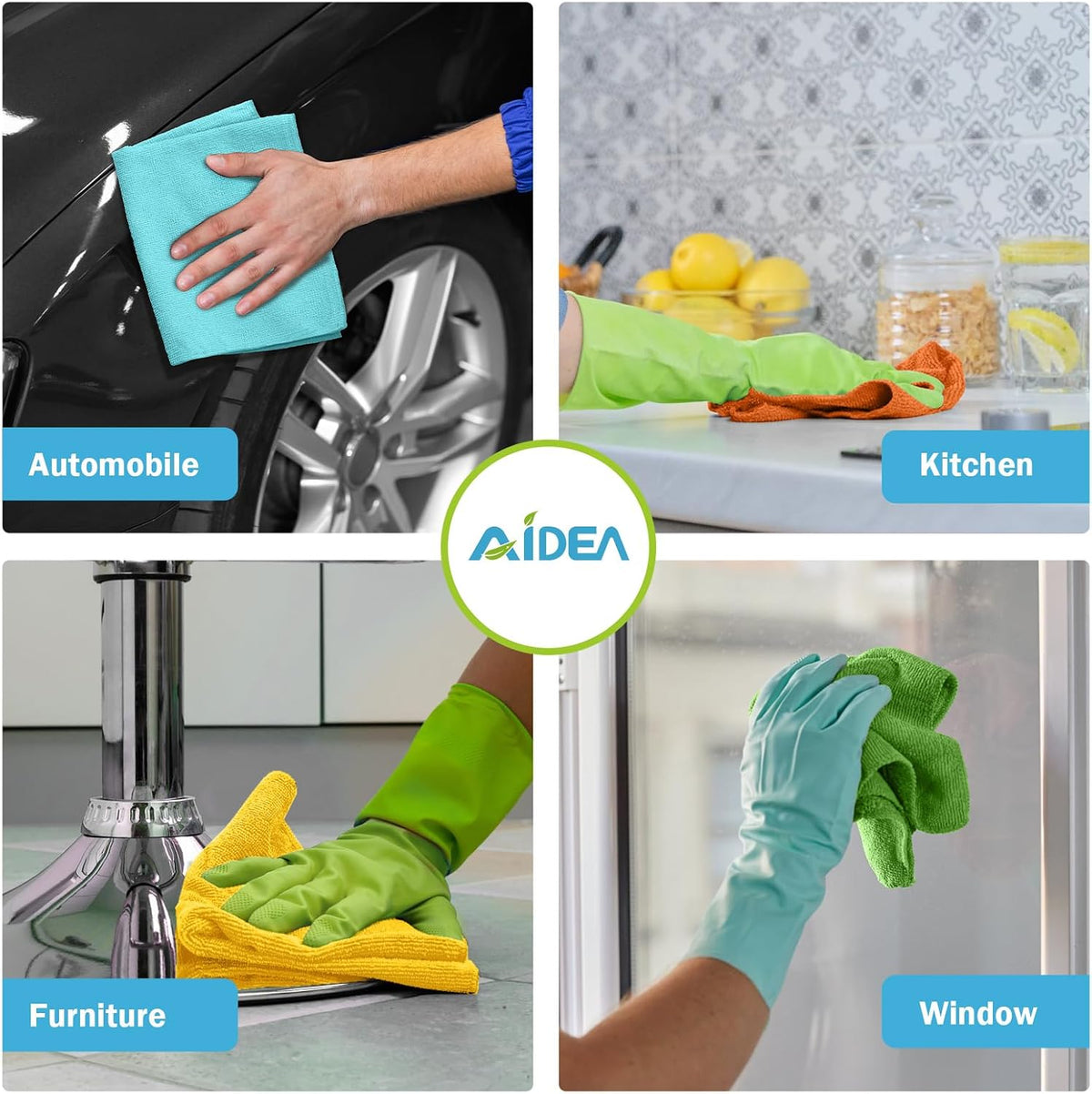 AIDEA Microfiber Cleaning Cloth-50PK, Microfiber Towels for Cars, 12"×12"
