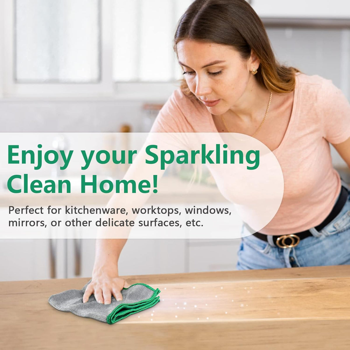 Airlab Glass Polishing Streak Free Miracle Cleaning Cloth, Silver-Green