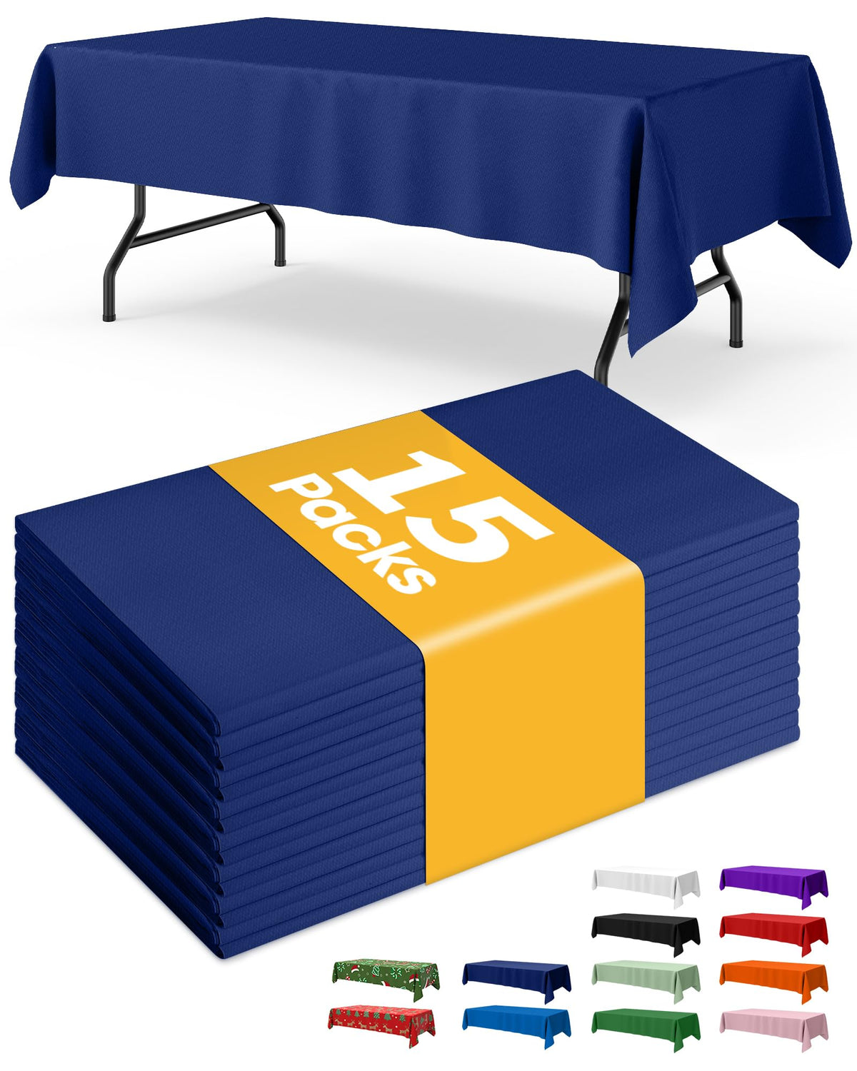 Niuara Black Plastic Table Cloth Rectangle Table 15 Pack, 54''×108'' Tablecloth for Graduation Decorations Class of 2025, Table Cloth for Disposable Use, Table Cover for Holiday Party, Gathering
