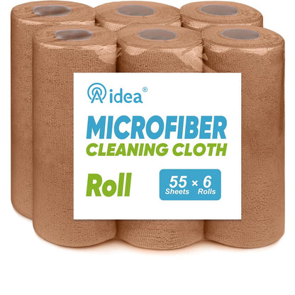 AIDEA Microfiber Cleaning Cloth Roll, Blue Shop Towels 55 Sheets 11×9"