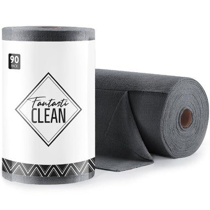 Fantasticlean Microfiber Cleaning Cloth Roll- 40 Sheets, 12" x 12" (White)