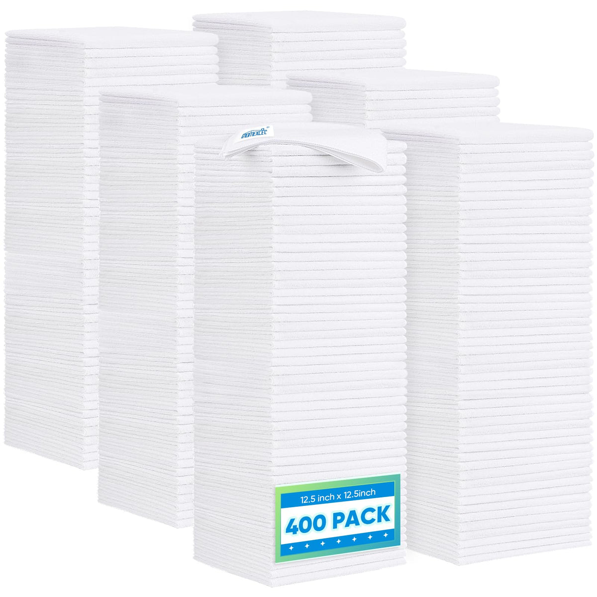HOMEXCEL White Microfiber Cleaning Cloth 12 Pack, 12.5 x 12.5 inch Microfiber Towels for Cars, Ultra Absorbent Car Washing Cloth, Lint Free Streak Free Cleaning Rags for Car, Kitchen, and Window