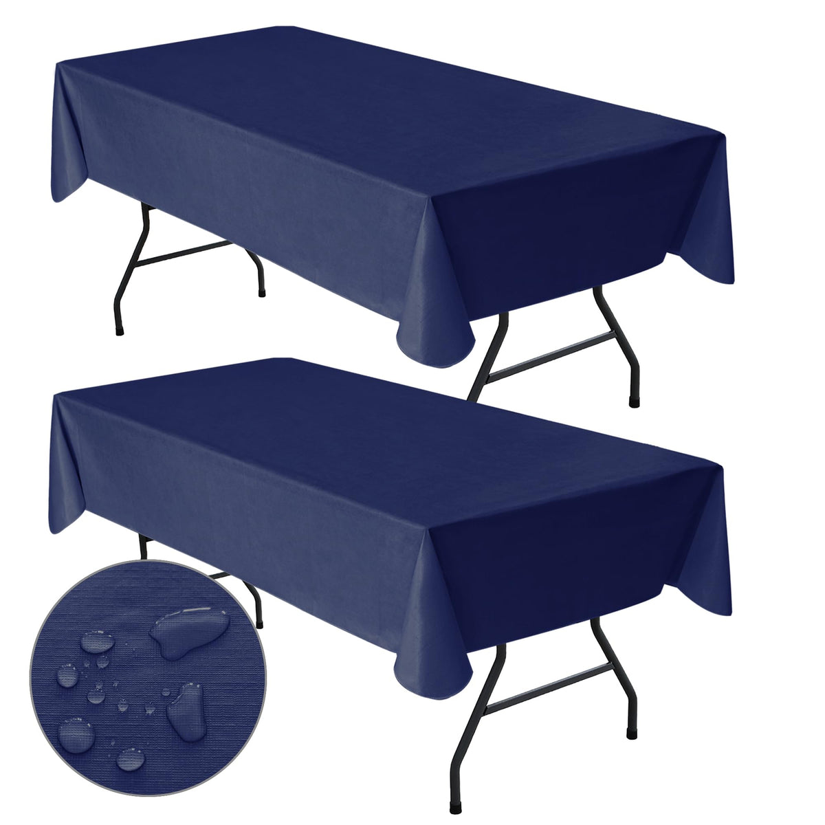 Waterproof Vinyl White Tablecloth With Flannel Backing 2 Pcs 60x120 In