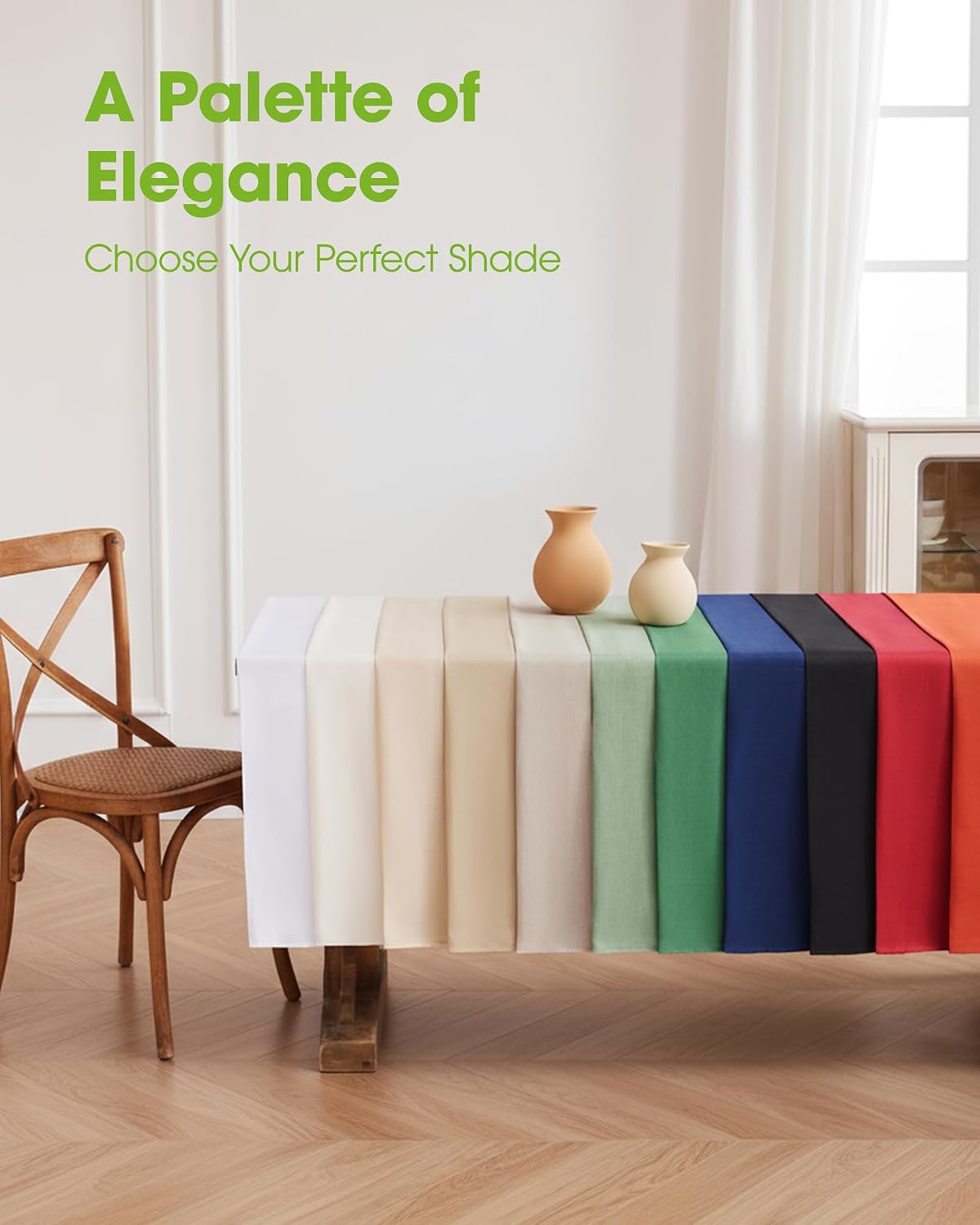 Pureegg Rectangle Linen Tablecloth Waterproof & Stain Resistant, Wrinkle-Free Table Cloth Adds Elegance and Protection, Ideal for Dining, Party, Wedding and Outdoor, 52 x 70 Inch, Beige