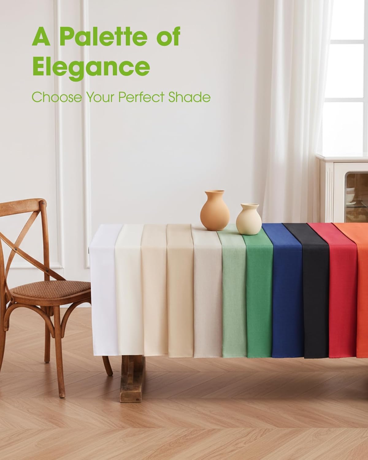 Pureegg Rectangle Linen Tablecloth Waterproof & Stain Resistant, Wrinkle-Free Table Cloth Adds Elegance and Protection, Ideal for Dining, Party, Wedding and Outdoor, 52 x 70 Inch, White