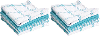T-Fal Premium Waffle Dish Cloths: Highly Absorbent, Super Soft Long Lasting - 100% Cotton, 12"x13" Towel for Cleaning & Drying, (4-Pack), Sand