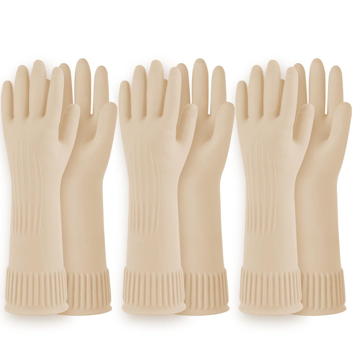 Mamison Rubber Dishwashing Gloves, Non-Slip Kitchen, Pink Medium, 2 Pairs