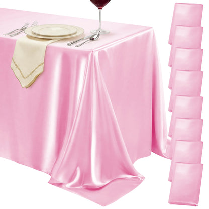 4 Pack Ivory Satin Tablecloth 58 x 102 Inch Overlay Seamless Design