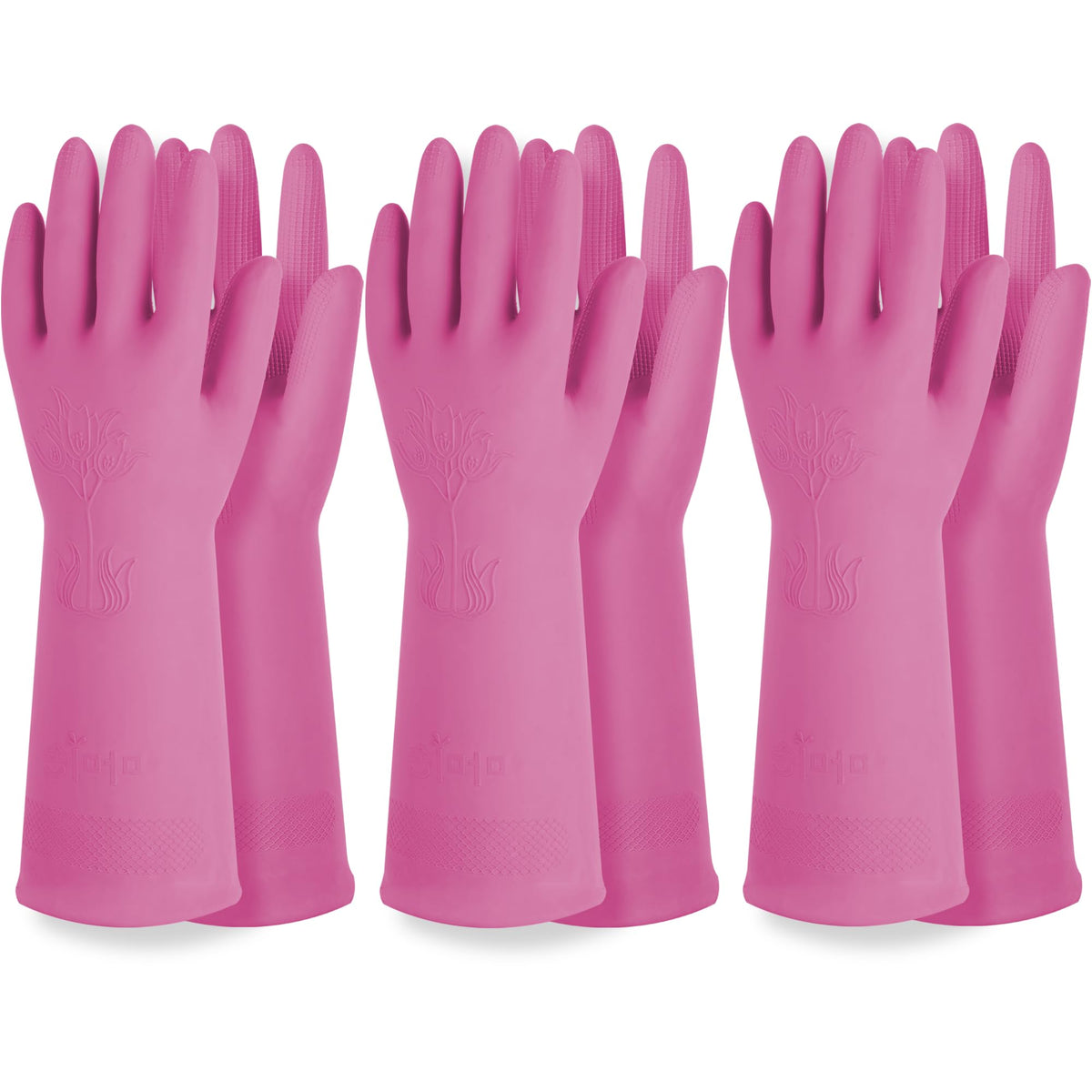 Mamison Rubber Dishwashing Gloves, Non-Slip Kitchen, Pink Medium, 2 Pairs