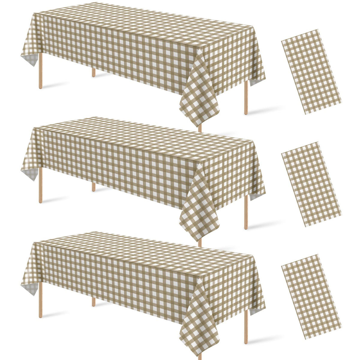 6 Pcs Sage Green Gingham Tablecloths, Checkered Table Covers 54 x 108 Inch
