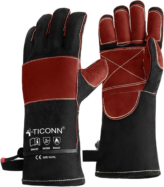 TICONN 16" Leather Welding Gloves for Men, 1000°F Heat Resistant, MIG/TIG