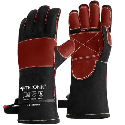 TICONN 16" Leather Welding Gloves for Men, 1000°F Heat Resistant, MIG/TIG