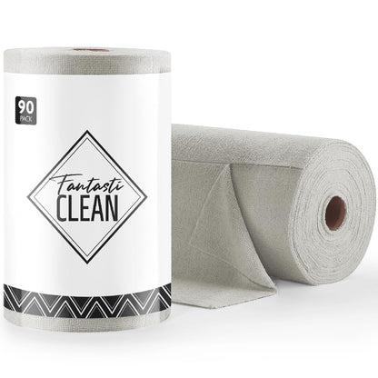 Fantasticlean Microfiber Cleaning Cloth Roll- 40 Sheets, 12" x 12" (White)
