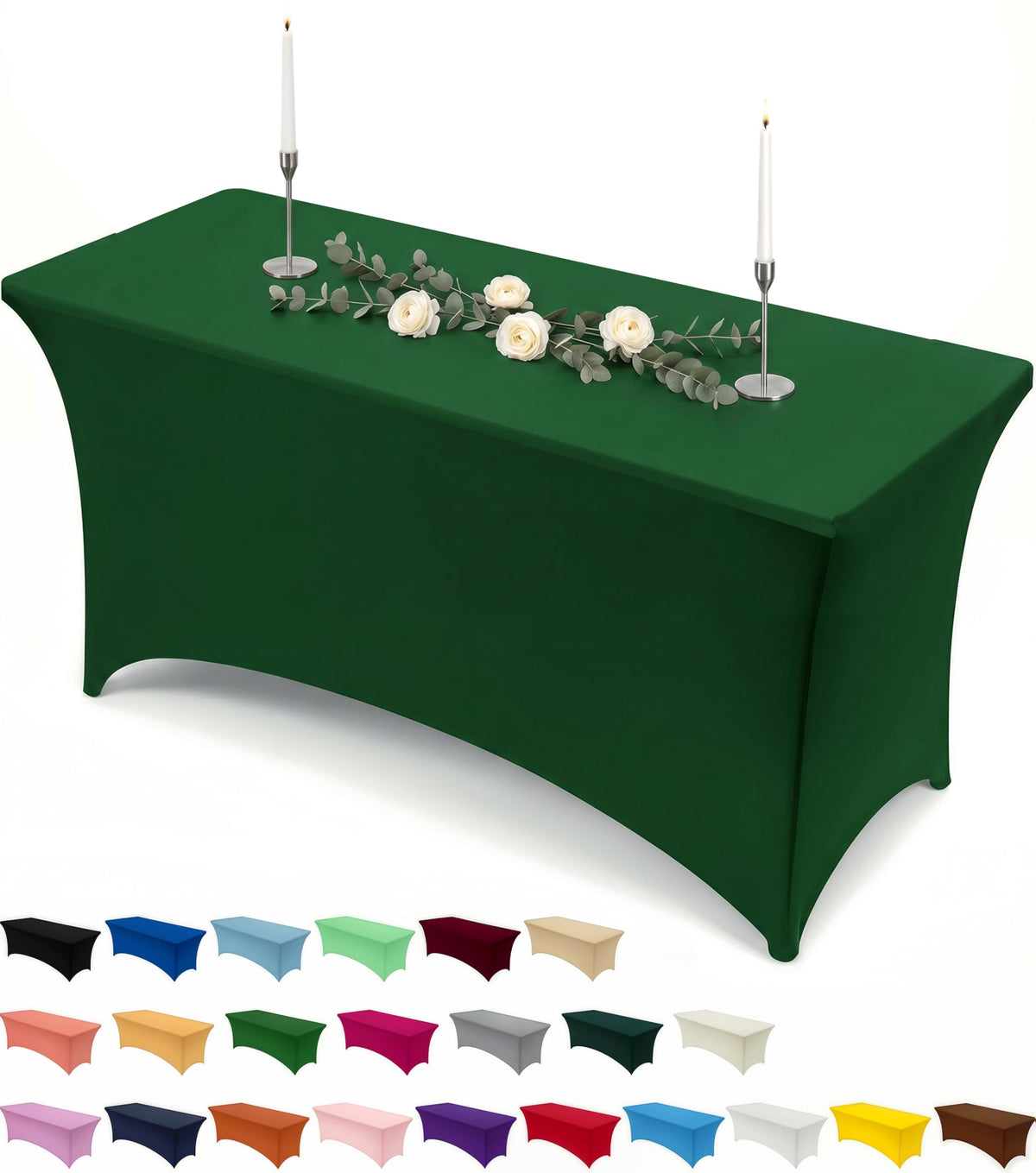 Utopia Kitchen Spandex Table Cloth 2 Pack [4FT, 48Lx30Wx30H Inch, Black]