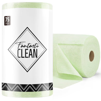 Fantasticlean Microfiber Cleaning Cloth Roll -75 Pack, 12" x 12" (Pink)