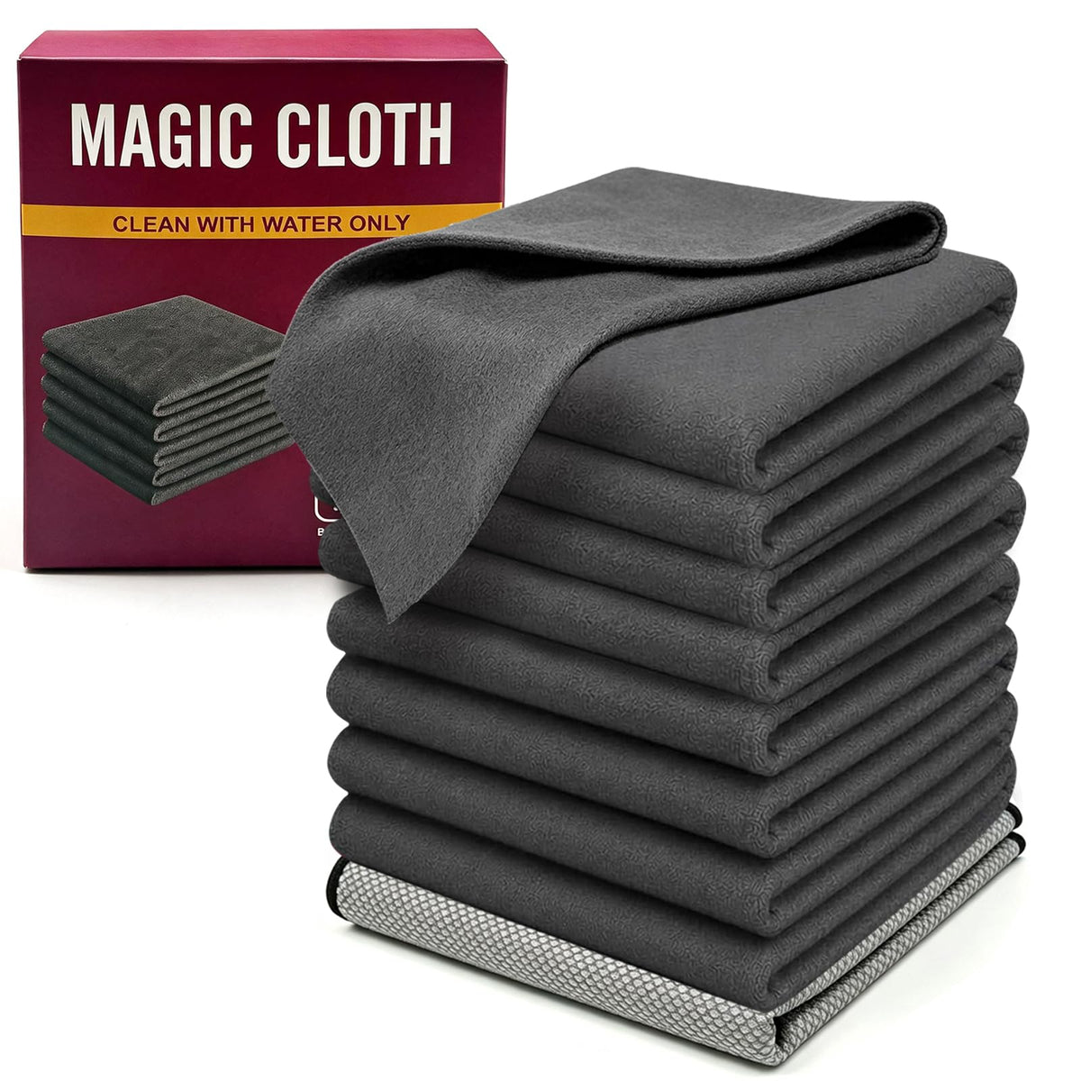 Genie Cloth Magic Cloth, Magic Cleaning Cloths 5-Pack, Reusable Microfiber Thickened Cleaning Cloth Without Fluff or Stripes Suitable for Windows, Mirrors, Stainless Steel, Kitchens, Cars and Screens