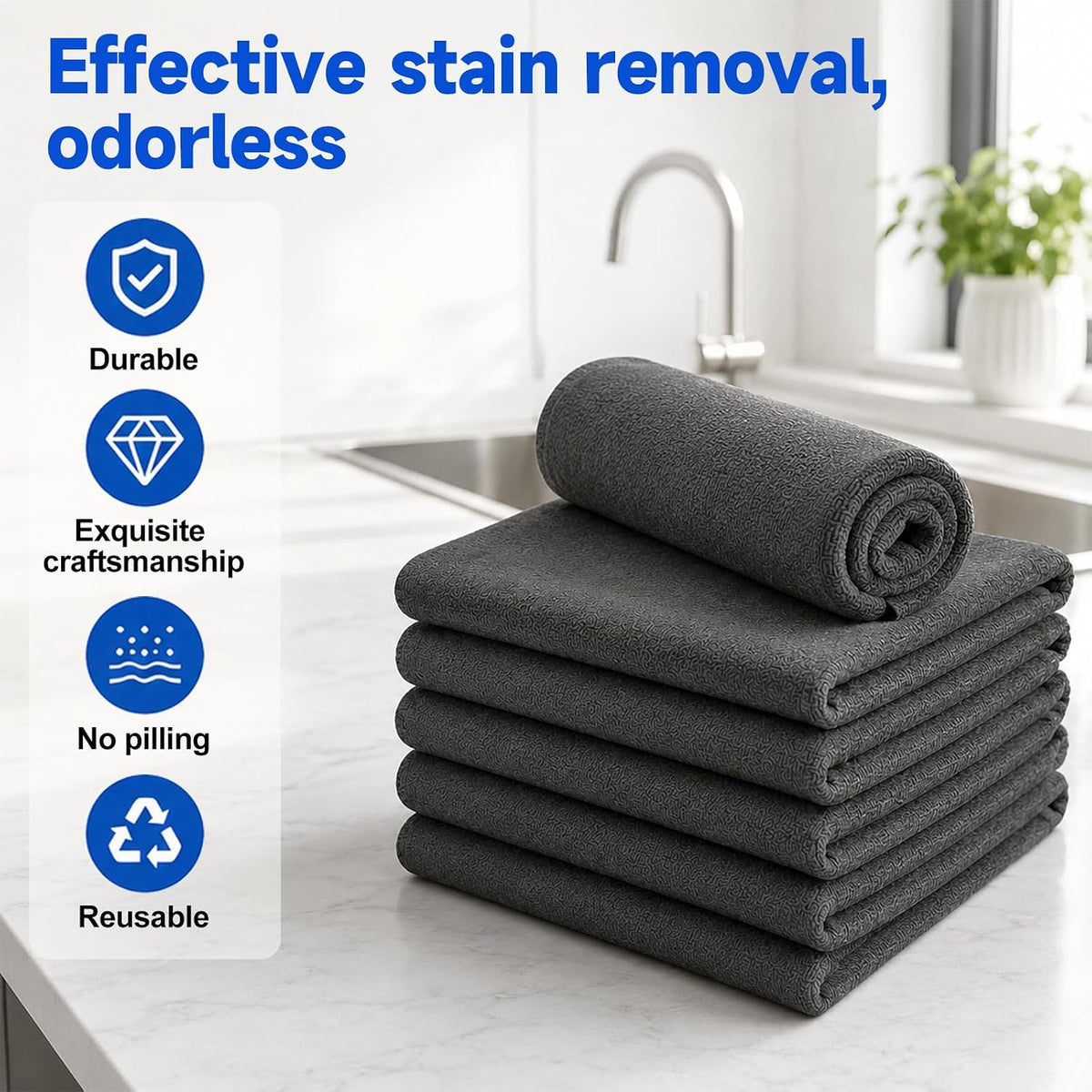 6PCS Genie Magic Cleaning Cloth, Microfiber Cleaning Cloths, Reusable Cleaning Rags Streak-Free & Lint-Free for Glass, Window, Kitchen, Stainless Steel, Cars & Screens