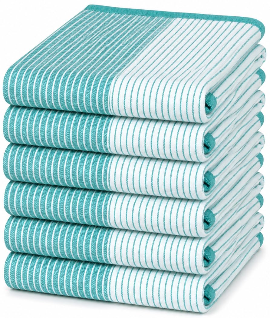 Premium Kitchen Towels 6 Pack 100% Cotton, 20"x28" Dish Towels - Grey