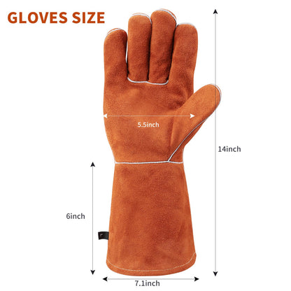 vclpower 14-Inch Welding Gloves,Heat-Resistant up to 662°F for Fire Pit,BBQ