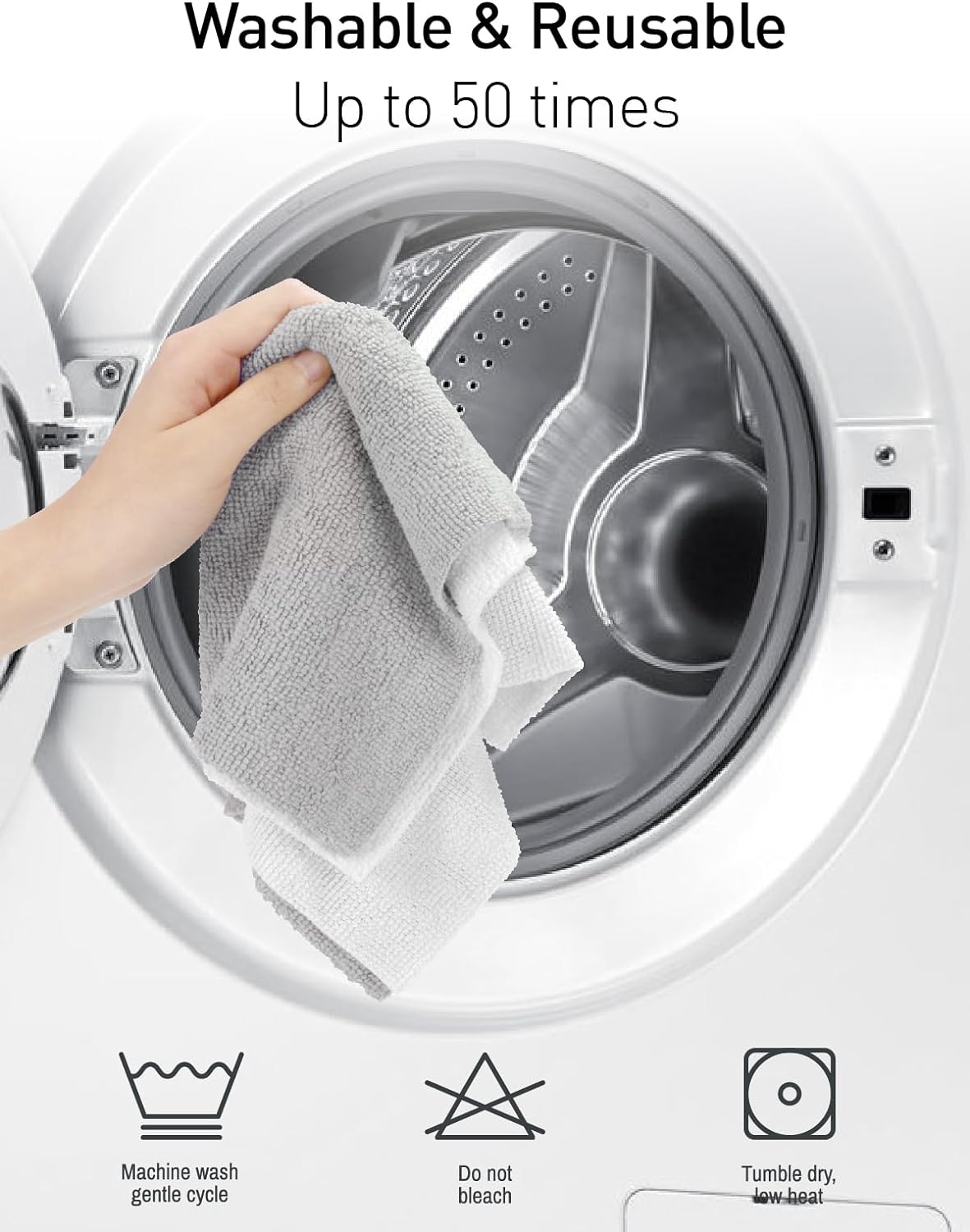 Fantasticlean Microfiber Cleaning Cloth Roll- 40 Sheets, 12" x 12" (White)