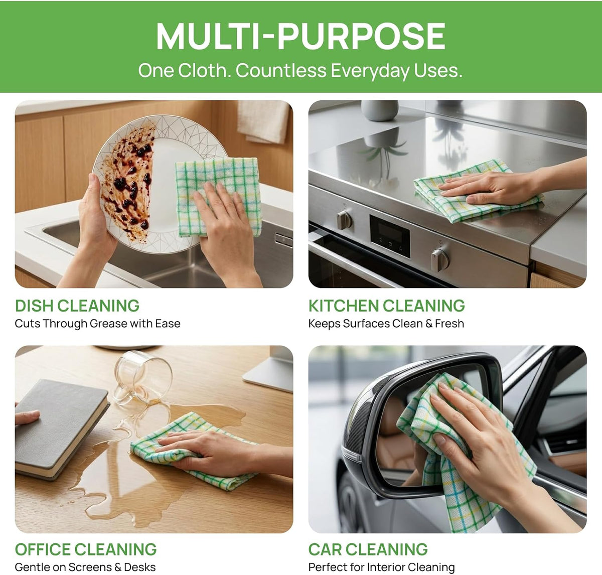 Disposable Cleaning Cloths, 40 Count, 10 x 10 in, 80 GSM Viscose