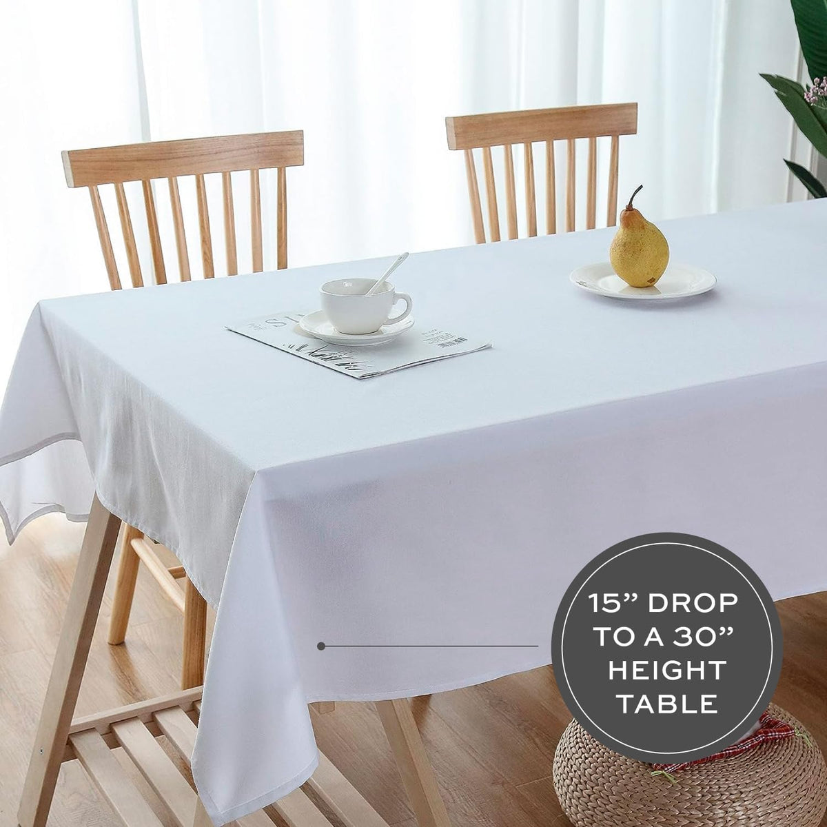 WEALUXE White Table Cloths for 6 Foot Folding Tables [6 Pack, 60x102 Inches] White Tablecloths Rectangular, Stain and Wrinkle Resistant Washable Linen Fabric Cloth