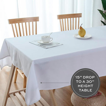 WEALUXE White Table Cloths for 6 Foot Folding Tables [6 Pack, 60x102 Inches] White Tablecloths Rectangular, Stain and Wrinkle Resistant Washable Linen Fabric Cloth