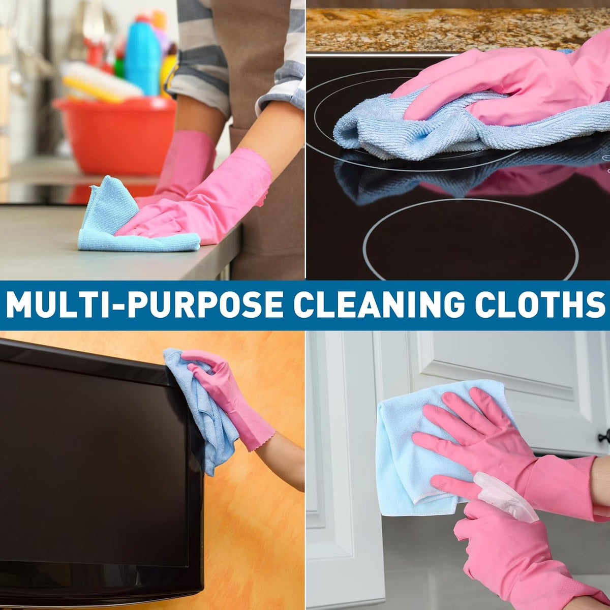 TEAWOO Microfiber Cleaning Cloths-50 Pack, Microfiber Towels Bulk
