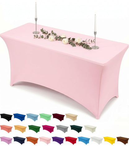 Utopia Kitchen Spandex Tablecloth 2 Pack [6FT, Black] Tight, Fitted, Washable and Wrinkle Resistant Stretch Rectangular Patio Table Cover for Event, Wedding, Banquet & Parties [72Lx30Wx30H Inch]