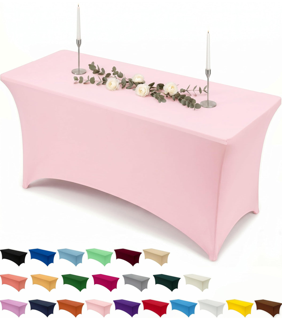 Utopia Kitchen Spandex Table Cloth 2 Pack [4FT, 48Lx30Wx30H Inch, Black]