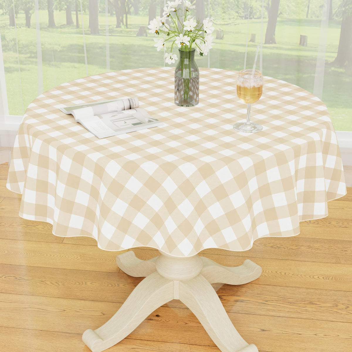 Smiry Fall Tablecloth, Flannel Backed Vinyl Table Cloth, 60"x84"
