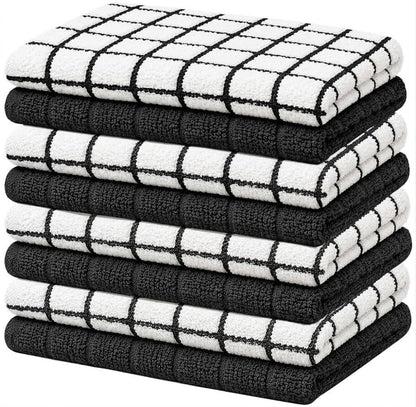 Bumble Dish Cloths (8-Pack), 100% Cotton Kitchen Towels, 12"x12" - Gray