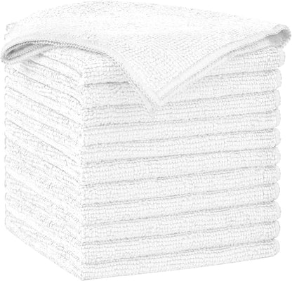 AIDEA White Microfiber Cleaning Cloth-12PK, Cleaning Rags 12"x 12" Reusable