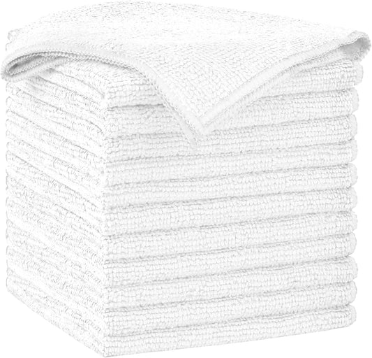 AIDEA White Microfiber Cleaning Cloth-12PK, Cleaning Rags 12"x 12" Reusable