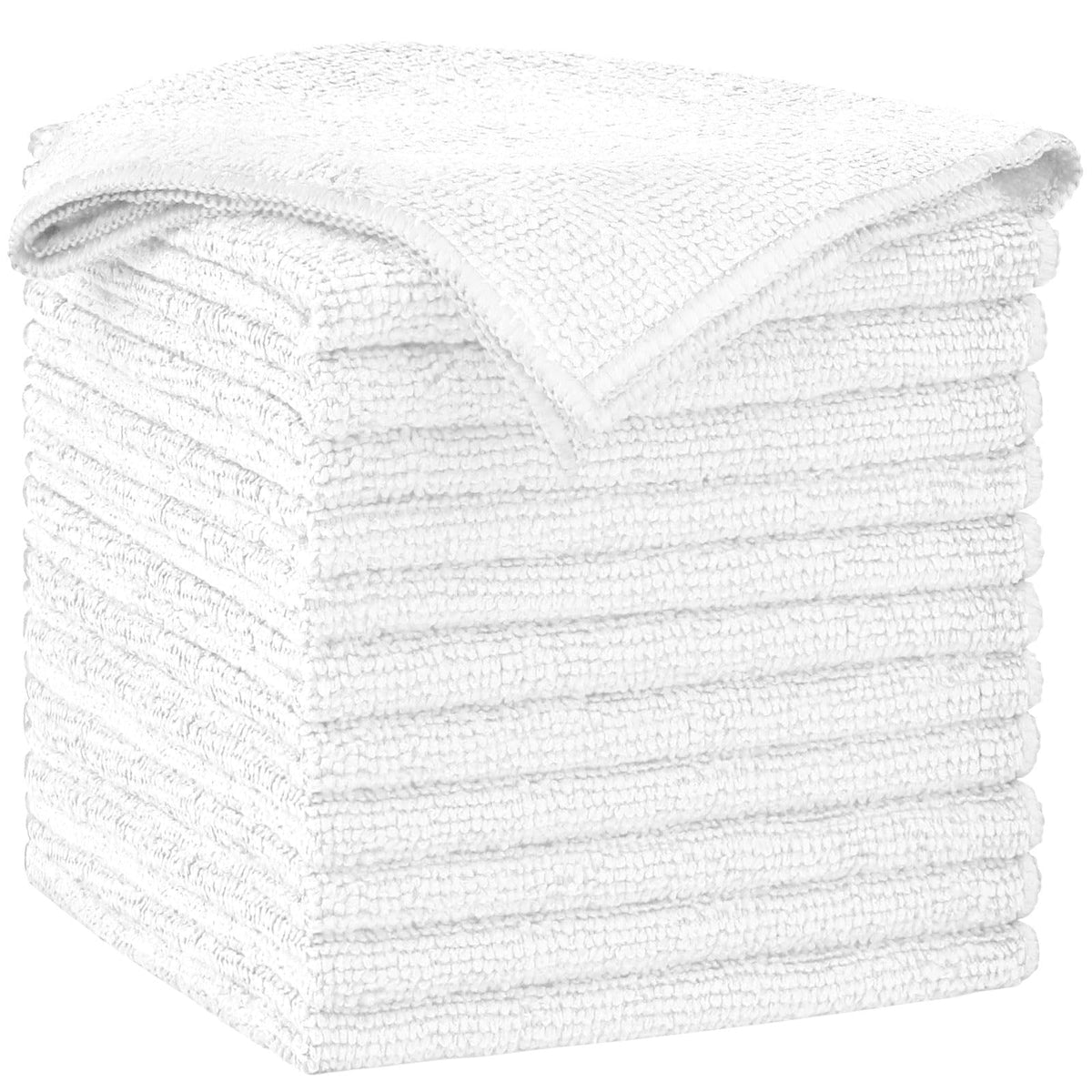 AIDEA White Microfiber Cleaning Cloth 50PK, Absorbent Cleaning Rags 12"x12"