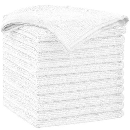 AIDEA White Microfiber Cleaning Cloth 50PK, Absorbent Cleaning Rags 12"x12"