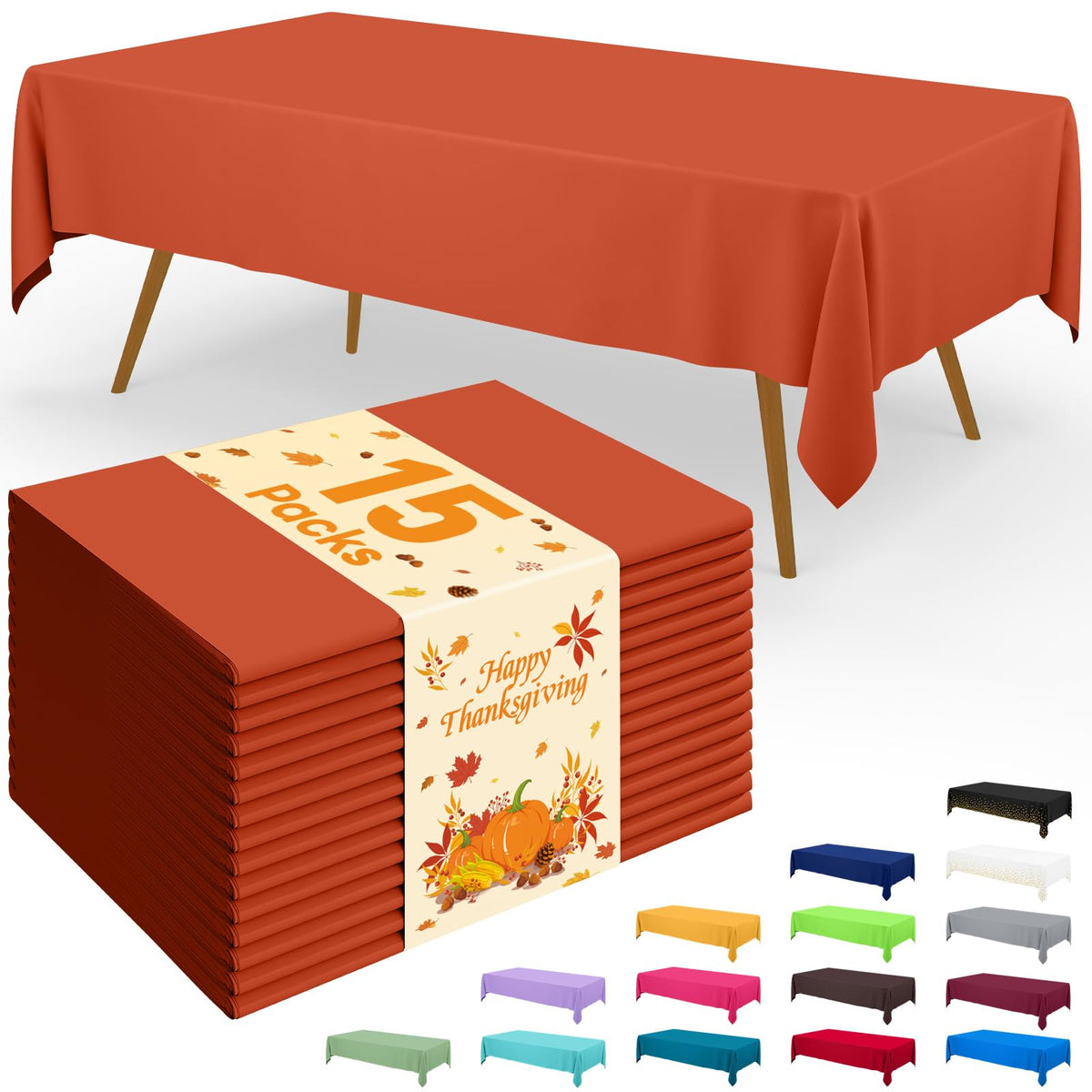Smiry Plastic Disposable Waterproof Table Cloth - 54 x 108 Inch, 6 Packs