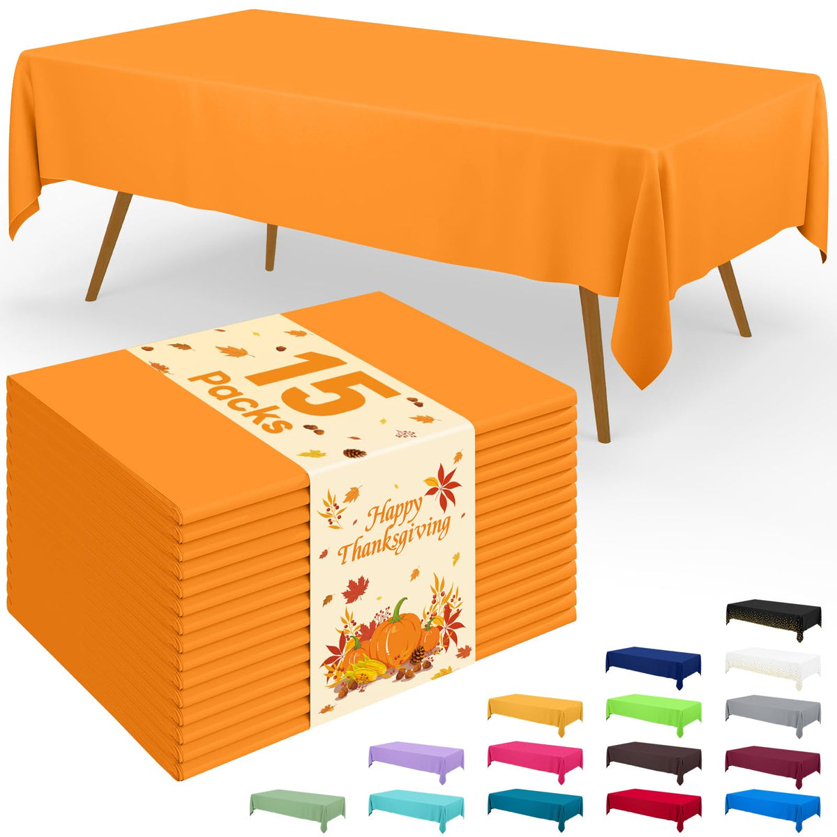 Smiry Plastic Disposable Waterproof Table Cloth - 54 x 108 Inch, 6 Packs