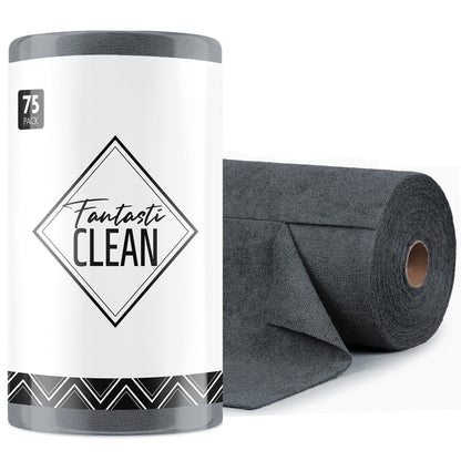 Fantasticlean Microfiber Cleaning Cloth Roll -75 Pack, 12" x 12" (Pink)