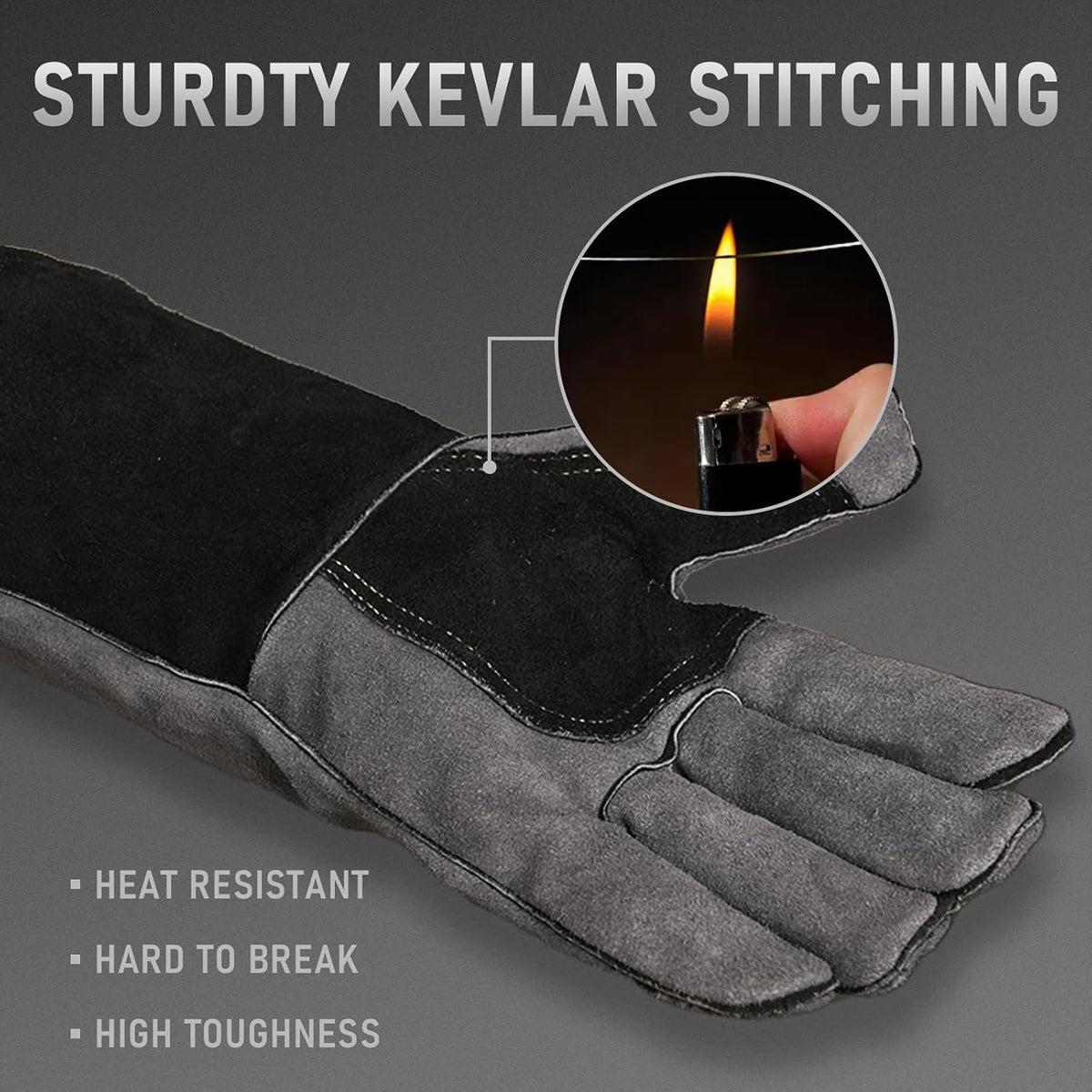 YESWELDER Leather Forge Welding Gloves Fire Heat Resistant 14 inch