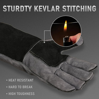 YESWELDER Leather Forge Welding Gloves Fire Heat Resistant 14 inch