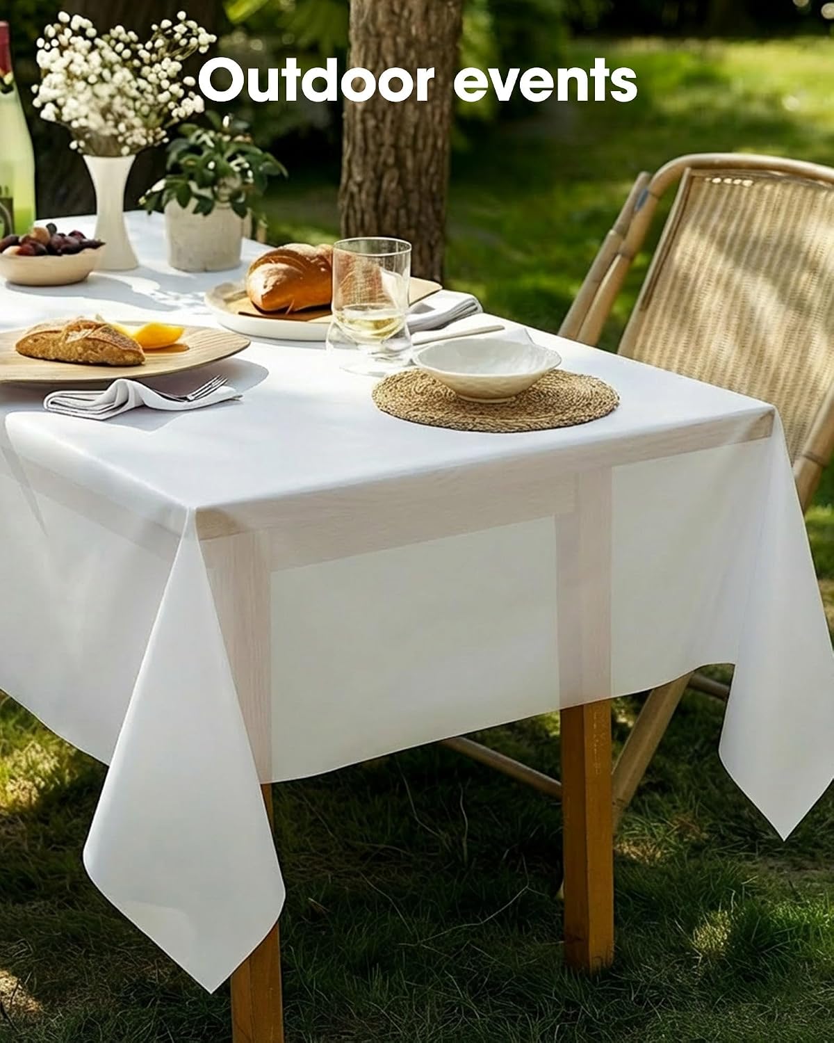 Pureegg Plastic Table Cloth Disposable 54x108 Inch 10 Pack, White